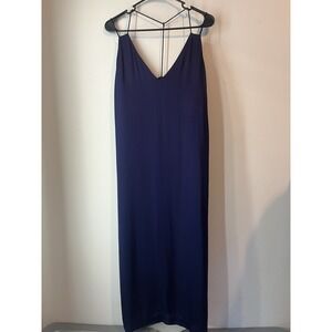 Stockholm Atelier & Other Stories Satin‎ Slip Dress Navy Blue Size 8 Strappy V